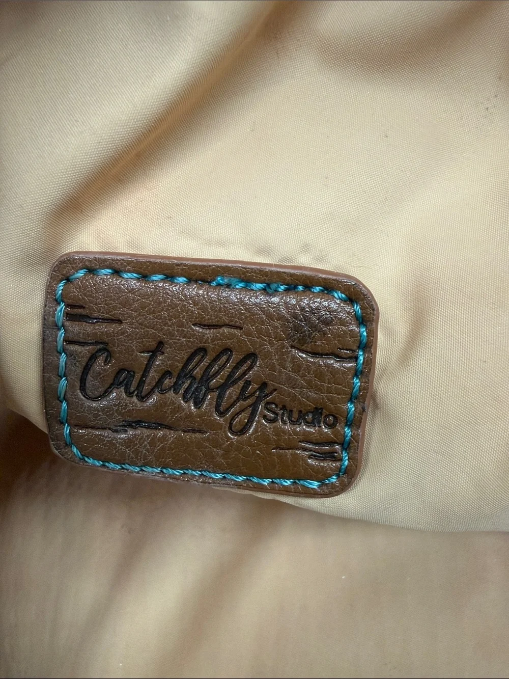 Catchfly Studio Floral Teal Wristlet Cosmetic Pouch with removable strap